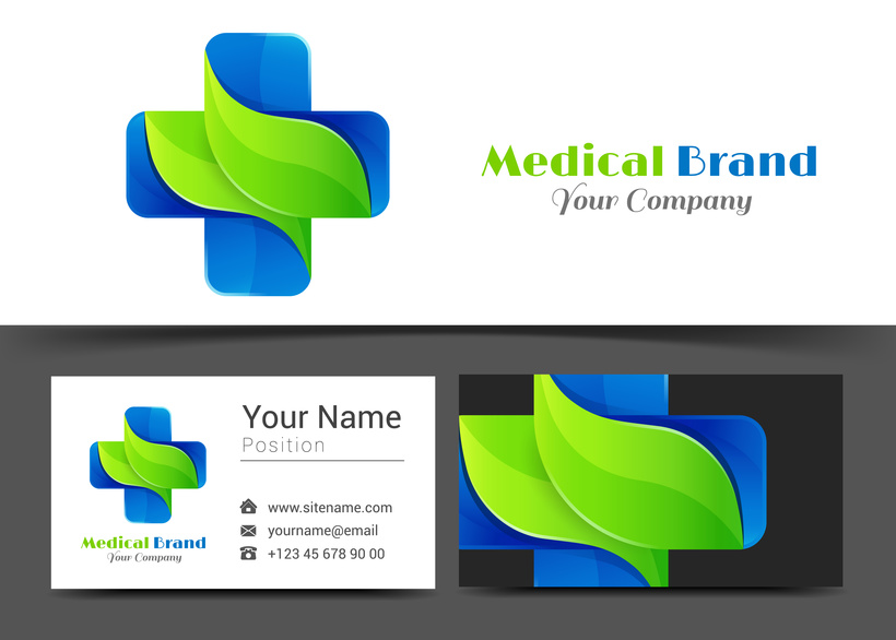 Medicine Corporate Logo and business card sign template. Creative design with colorful logotype business visual identity composition made of multicolored element. Vector illustration